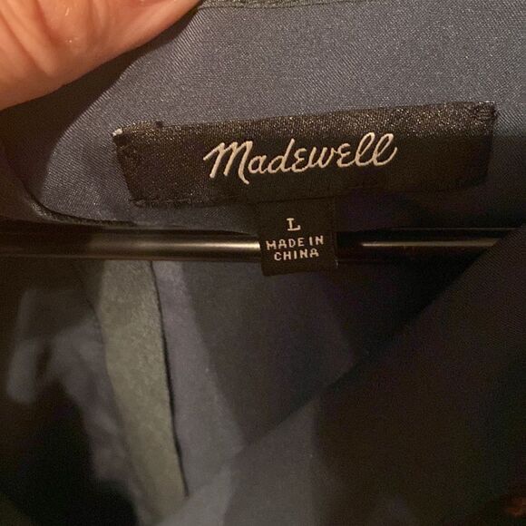 EUC Madewell Silk Tie-Neck Wild Botanic Evergreen Dress - Picture 7 of 11